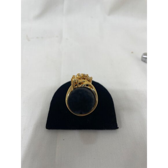 Gold-tone Cocktail Ring Clear Stones Statement - Picture 2 of 4